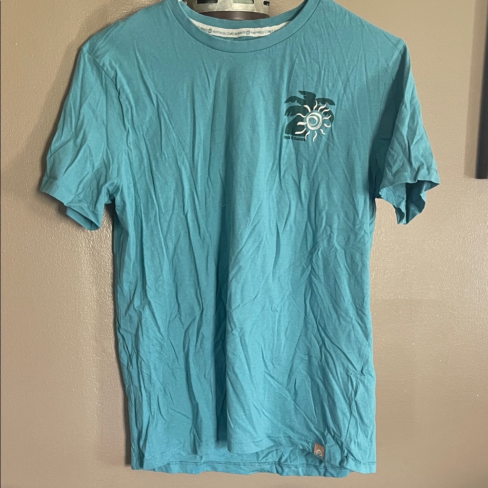 Free Planet Teal Short-Sleeve Crew Neck T-Shirt with Sun Graphic